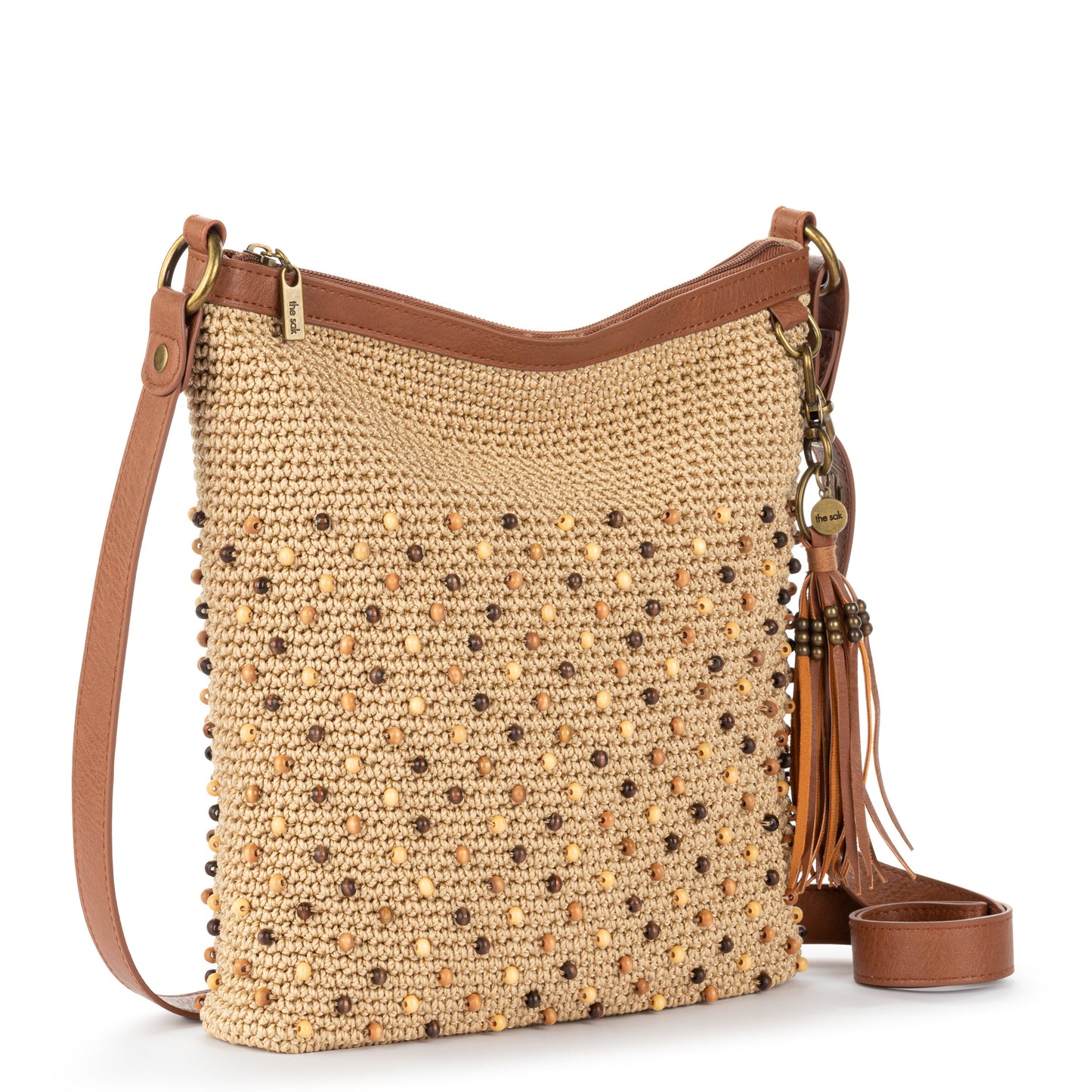 The Sak Lucia Crossbody - |Hand Crochet - Bamboo Neutral Beads|