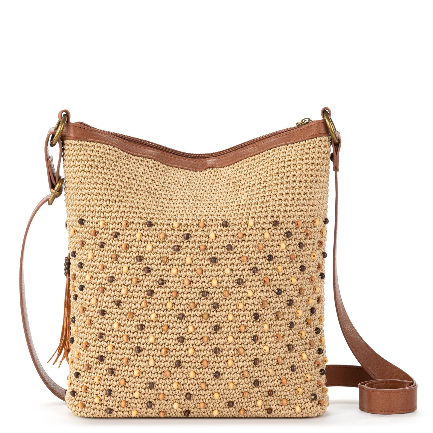 The Sak Lucia Crossbody - |Hand Crochet - Bamboo Neutral Beads|
