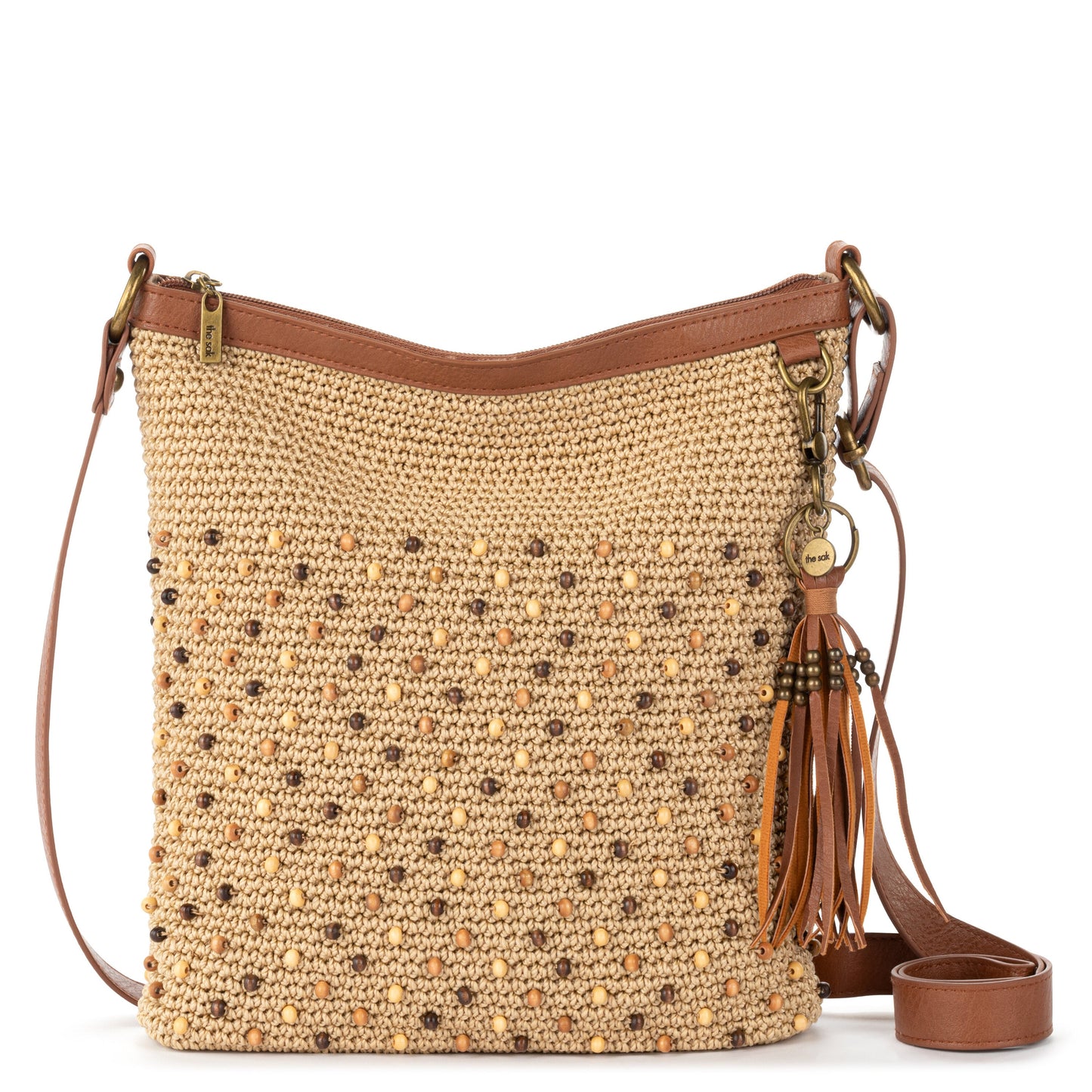 The Sak Lucia Crossbody - |Hand Crochet - Bamboo Neutral Beads|