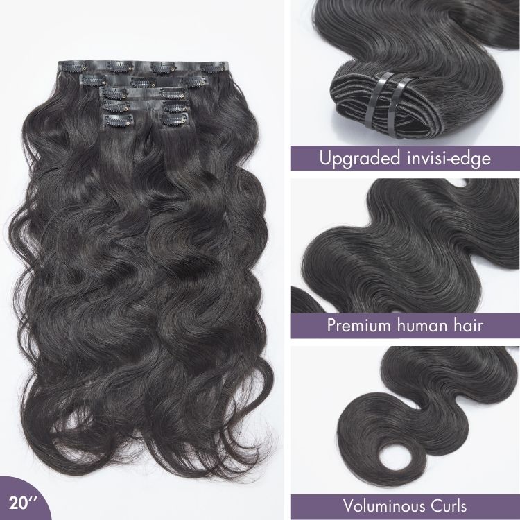 Body Wave Invisible Edge Clip in Hair Extensions Human Hair 110g 6pcs with Free Gift-03