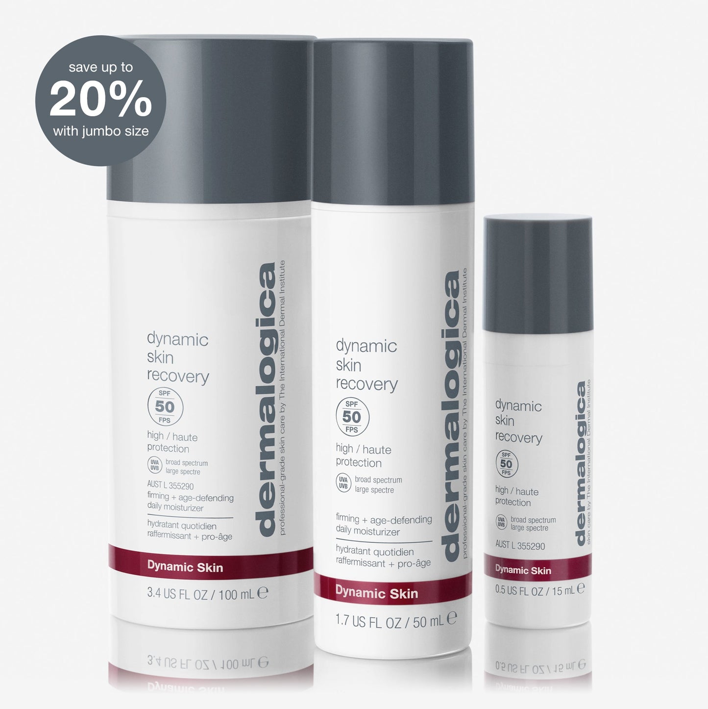 dynamic skin recovery spf50 bottles