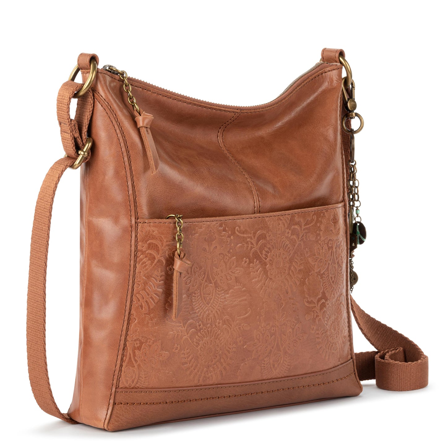 The Sak Lucia Crossbody - |Leather - Tobacco Floral Embossed|