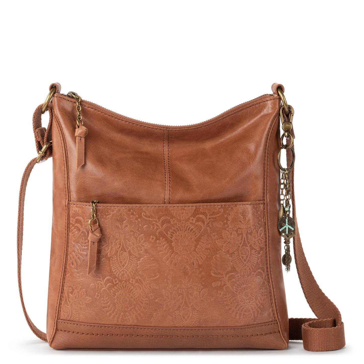 The Sak Lucia Crossbody - |Leather - Tobacco Floral Embossed|