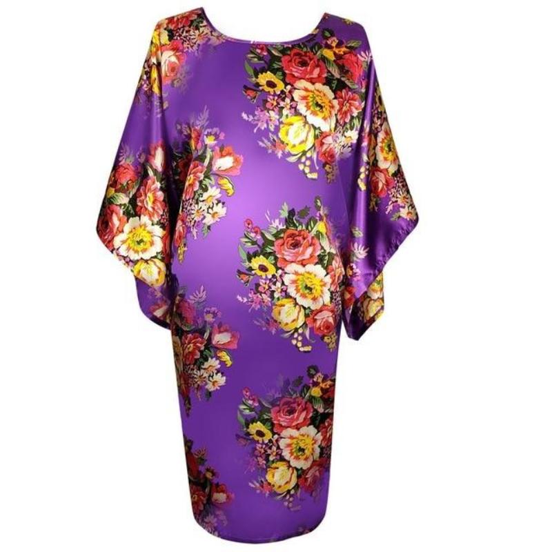 Satin Nightwear Nightgown Loose Bath Gown Nightdress Sleepwear Night Dress - Easy Pickins Store