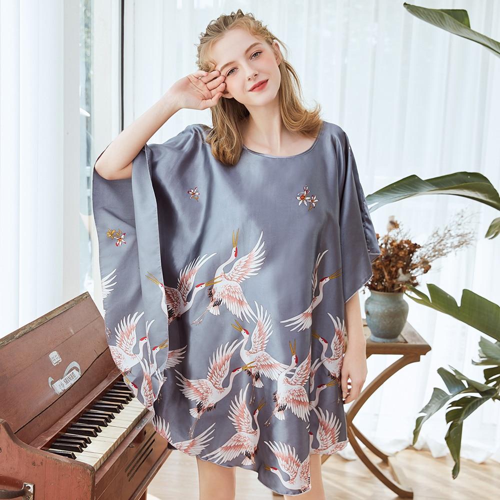 Satin Nightwear Nightgown Loose Bath Gown Nightdress Sleepwear Night Dress - Easy Pickins Store