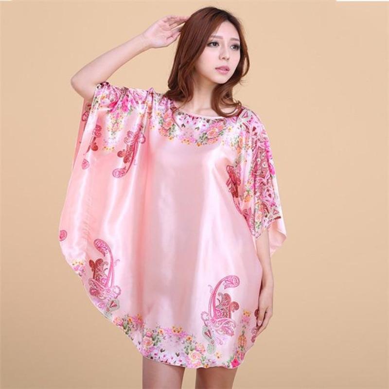 Satin Nightwear Nightgown Loose Bath Gown Nightdress Sleepwear Night Dress - Easy Pickins Store